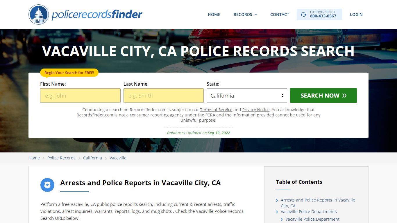 Vacaville, Solano County, CA Police Reports & Police Department Records